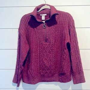 Design History Cable  sweater w/ 1/4 zip